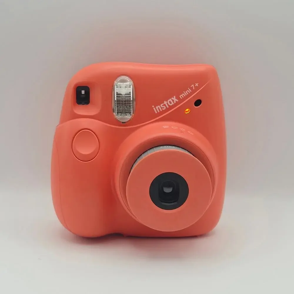 Fujifilm Instax Mini 7+ Instant Film Camera Coral Pink Tested Flash Works
